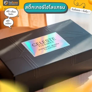 พิมพ์สติ๊กเกอร์โฮโลแกรมทิ้งชื่อแบรนด์